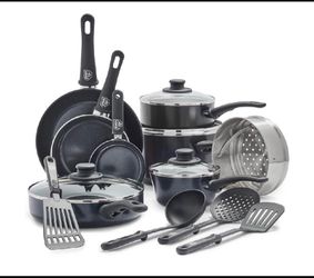 New GreenLife 16Pc Nonstick Soft Grip Cookware Set Dishwasher & Oven Safe, Black