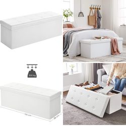 43 Inches Folding Storage Ottoman Bench, Ottoman Foot Rest, End of Bed Bench, Storage Chest, Load 660 lb, for Living Room, Bedroom, Entryway