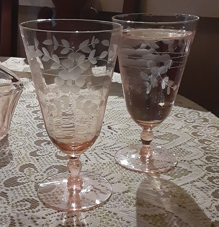 1932 BLANCHE PINK ICED TEA GLASSES by Standard Glass Co. for Sale in