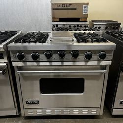 Viking 36”Wide All Gas Range Stove With Griddle In Stainless Steel 