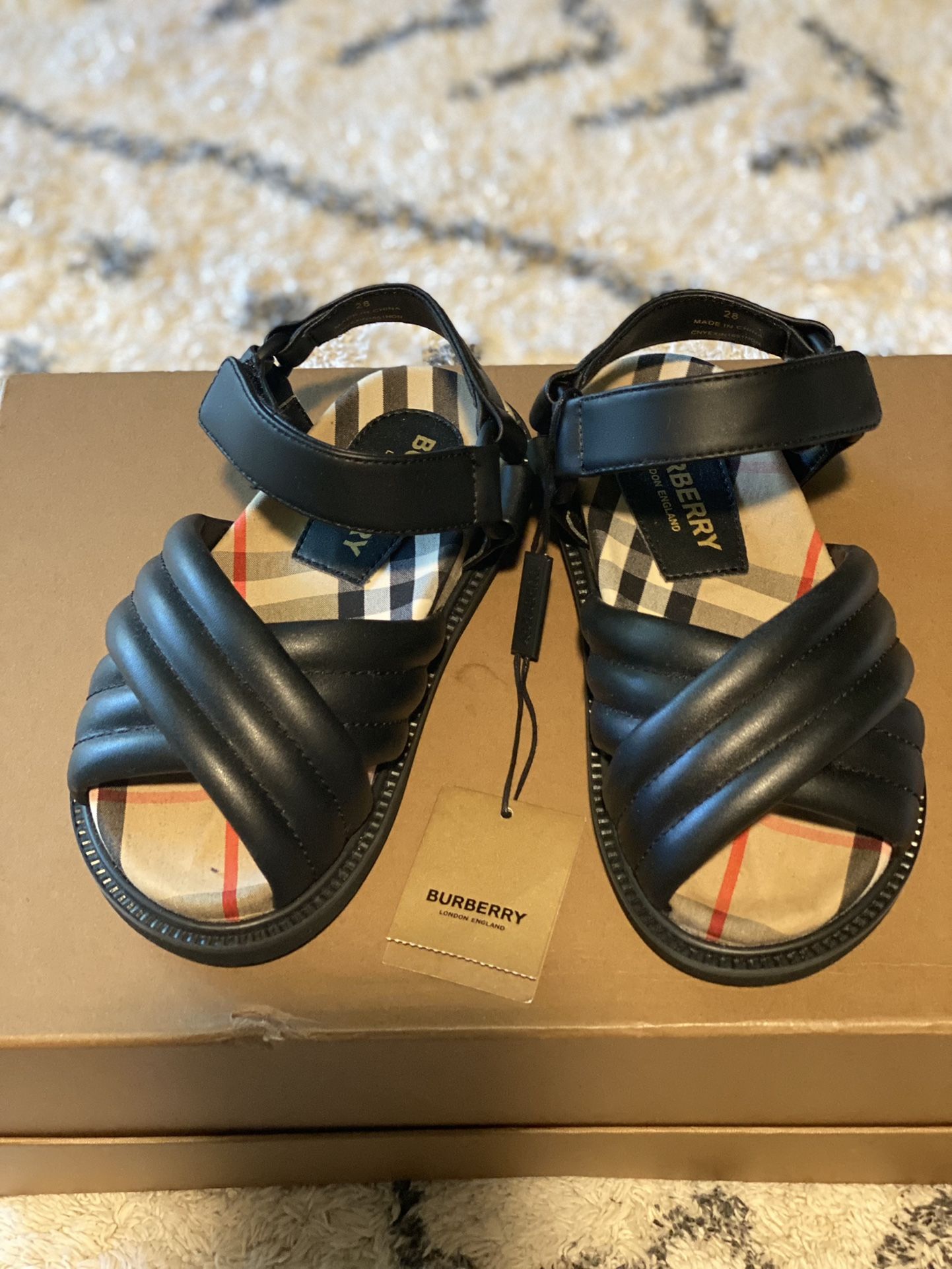 Burberry Girls Sandals Size 11c New