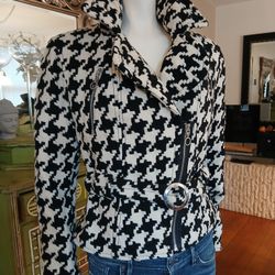 Vintage Nordstrom • Sexy Cool Houndstooth Cropped Wool Jacket L