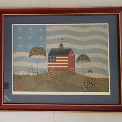 Warren Kimble American Folk Art framed print "Above The Fruited Plain" in great condition.