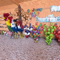 Metal Yard Art Sale - Pottery - Western Home Decor - Garden Decor - Rustic Decor