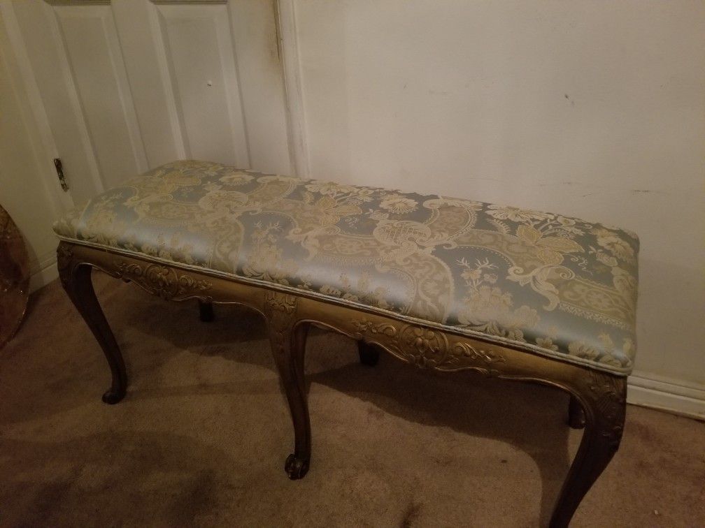 Upholstered Antique Piano Bench
