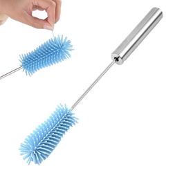 Household Stainless Cleaning Brush, Long Handle Retractable Silicone Cleaning Brush, Bottle Brush with Long Handle, rotatable, Washable, for Cup, Bott
