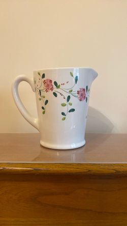 Floral Ceramic “Harmony” White Pitcher