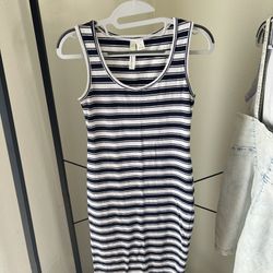 Navy Blue Striped Dress