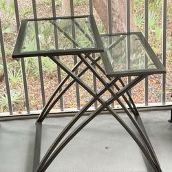 Glass Top Metal 3 Piece Set For Living Room