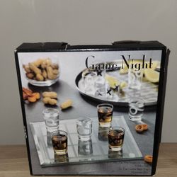 Game Night Tic Tac Toe Drinking Game Glass Board with 9 Shot Glasses