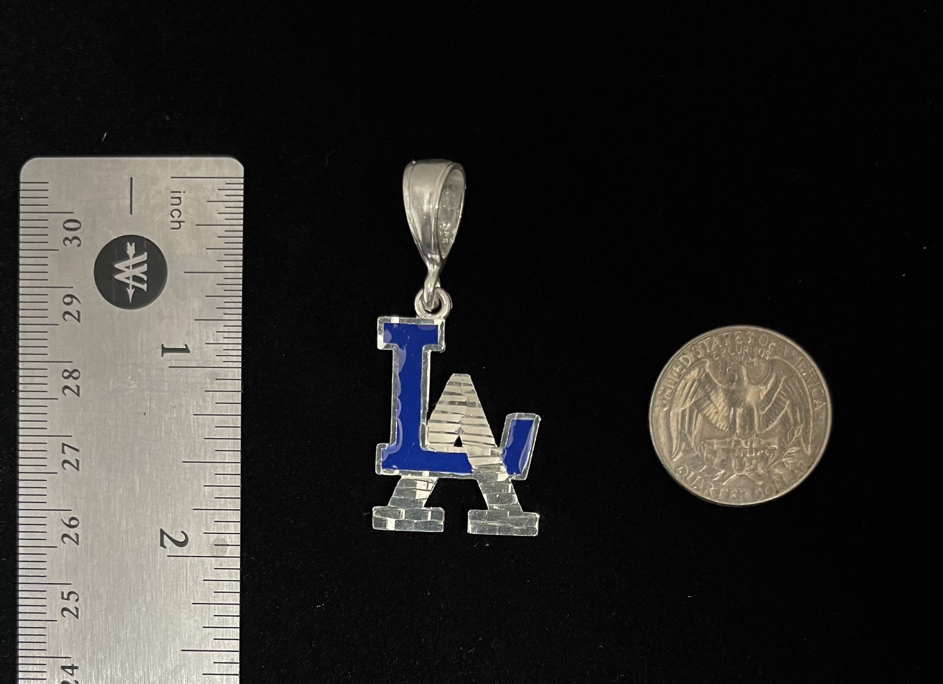 Solid LA Dodgers 925 Sterling Silver Pendant 
