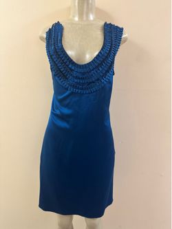 NWT Susana Monaco Cobalt Blue Silk Ruffle-Trim Sleeveless Mini Dress Size 4