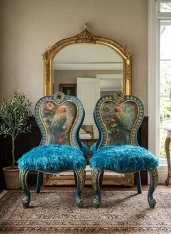 *CUSTOM* "Birds of a Feather" - Matching Parrot Chairs