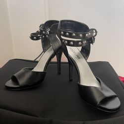 Black, Studded ankle strap Heels