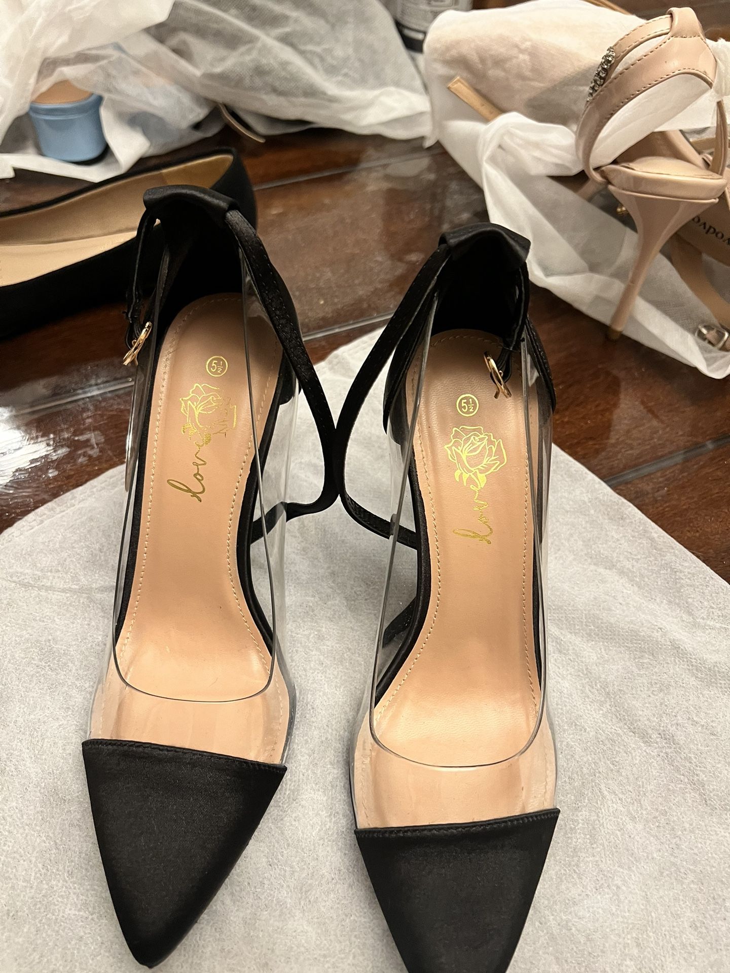 Black And Clear Heels