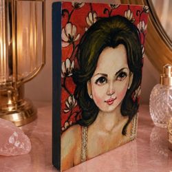Original Fine Art Artist Signed Boudoir Young Lady / Woman Painting Solid Wood Vintage Artisan Collectible HILLCREST / UNIVERSITY HEIGHTS