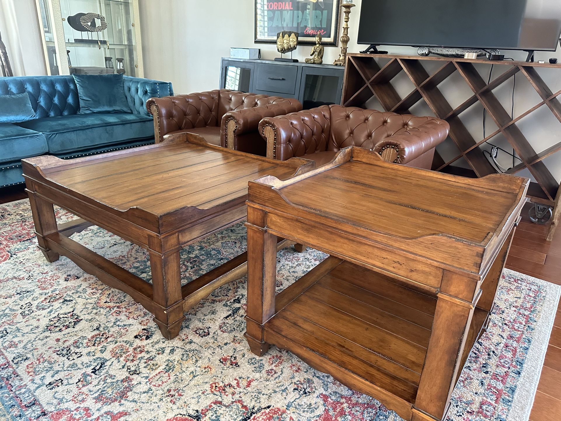 Solid Wood Square Coffee and End Table Set