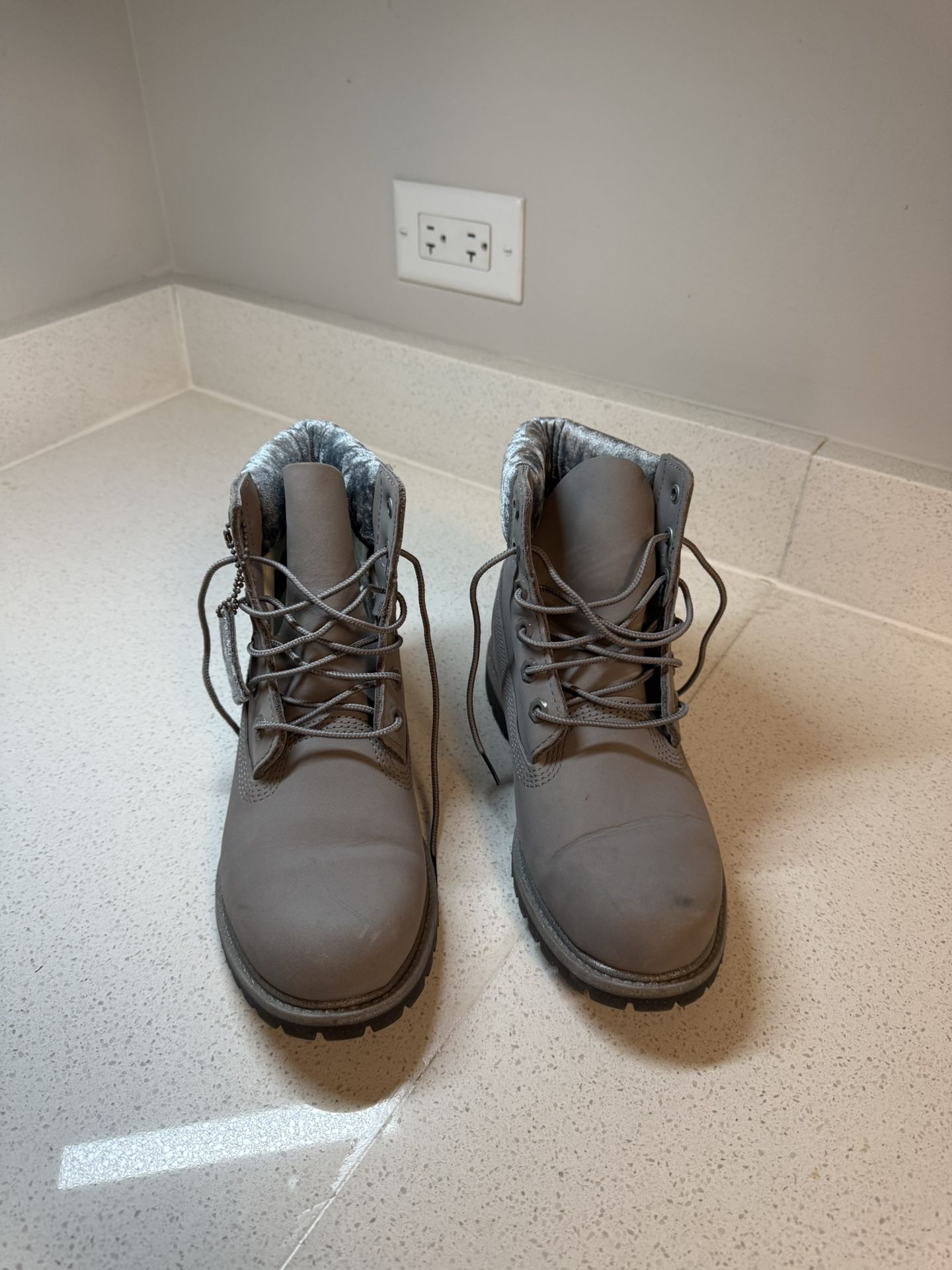 Timberland Gray Boots with Silver Cuff