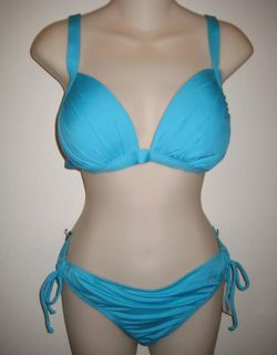 Cole of California Teal Ruched Top & Bikini Bottom Size Large NWT