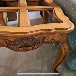 Matching End Tables Real Carved Wood Glass Inlays Included