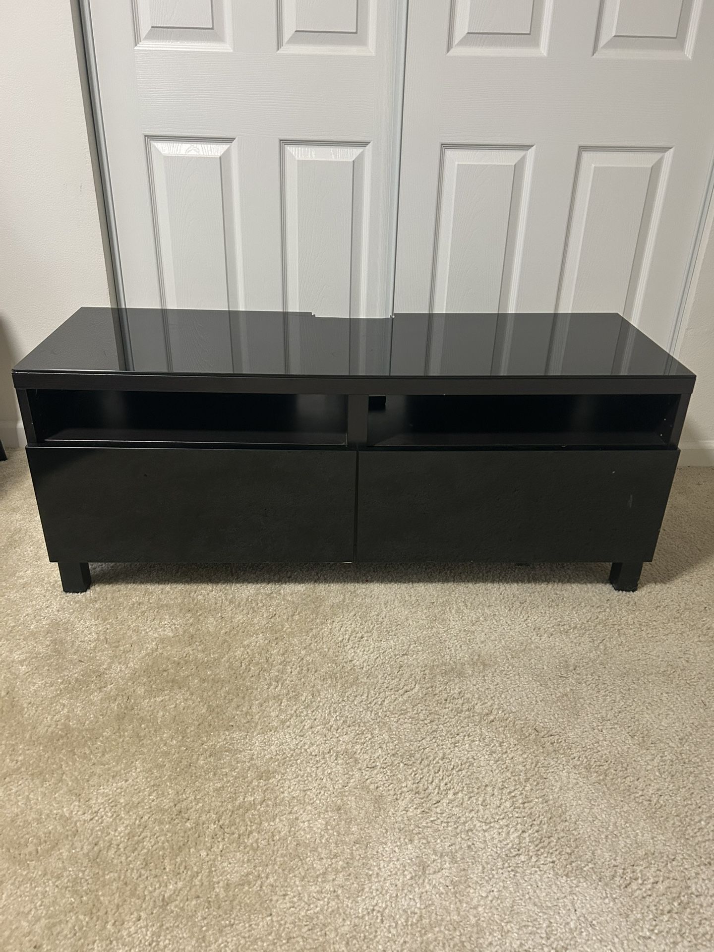 IKEA TV bench with drawers, Glass Top- black