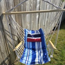 OUTDOOR HAMMOCK CHAIR Blue, LT Blue, White 