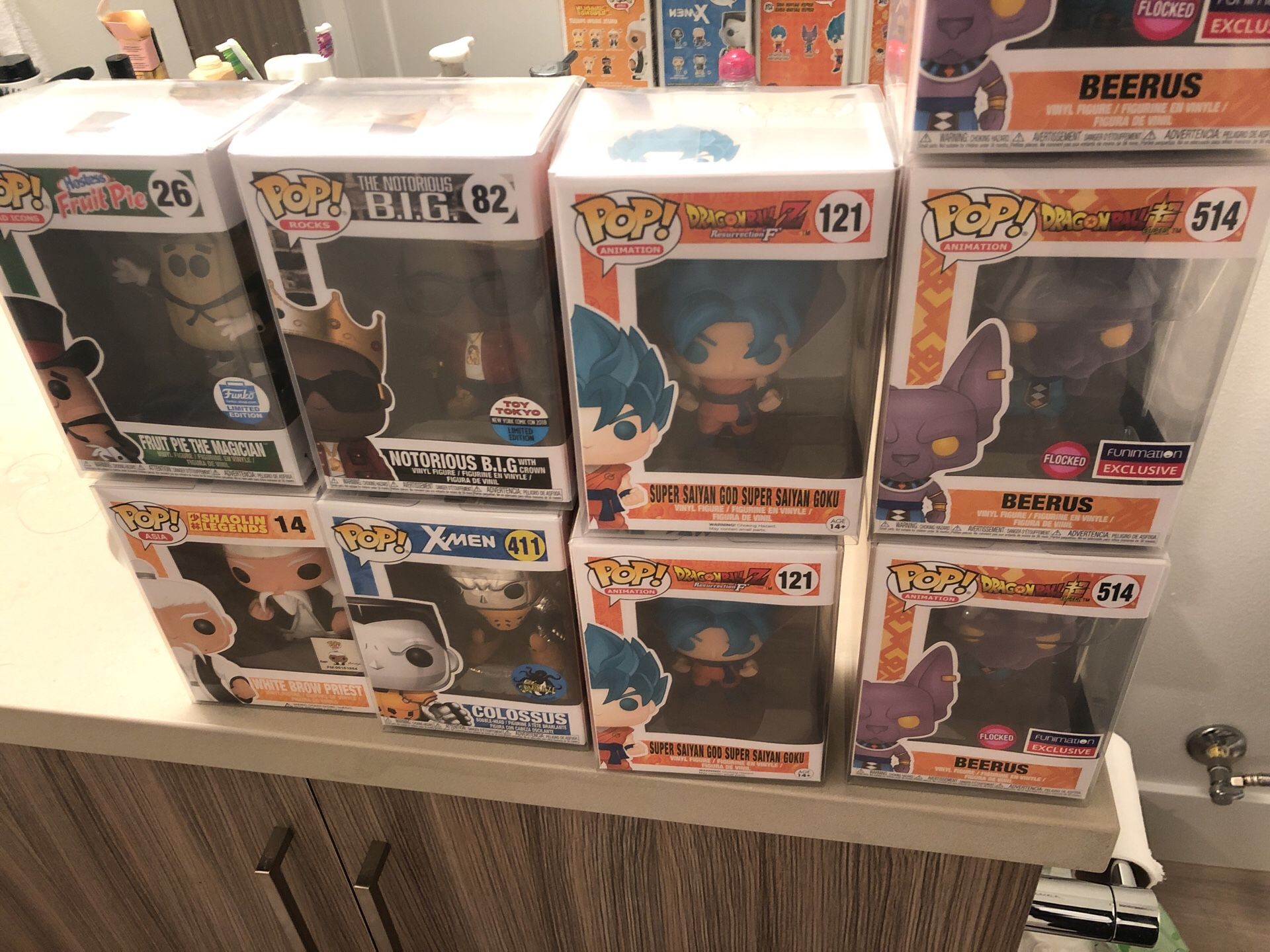 Funko pop list!! Dragon ball z, beerus, goku, fruit pie, ad icon. White brow priest , biggie