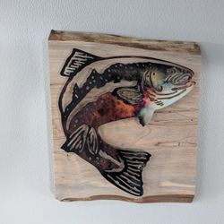 Bass On Wood Metal Wall Art