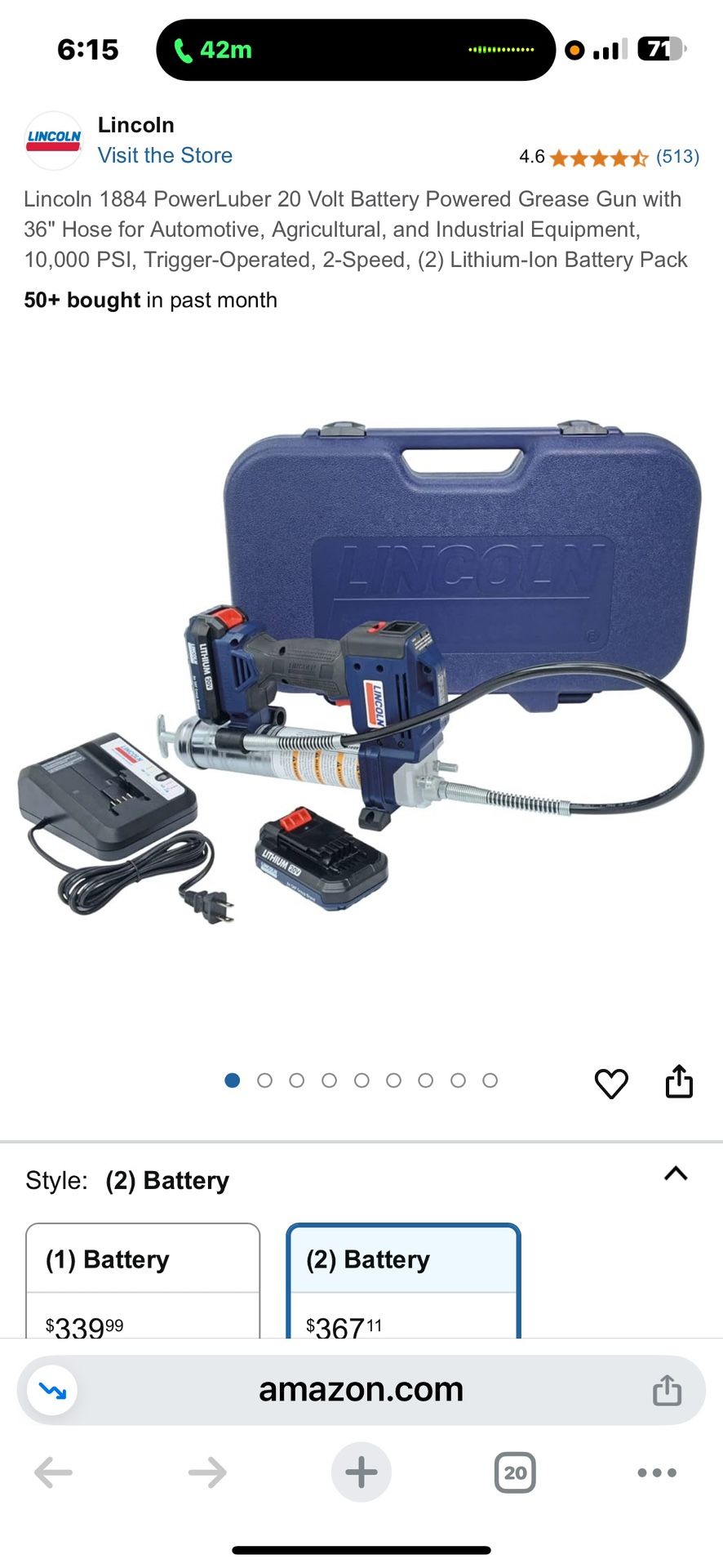 Lincoln 1884 Powerluber 20V Grease Gun