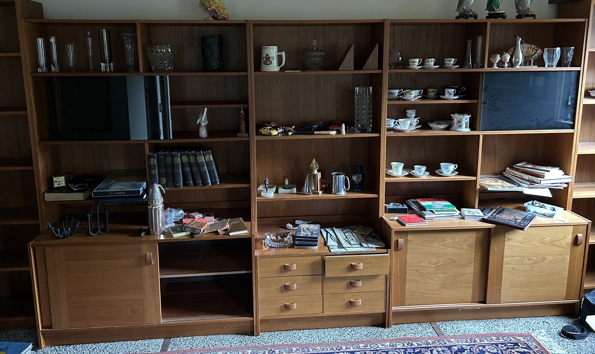 Vintage Danish Teak Wall Unit - 6 Pieces