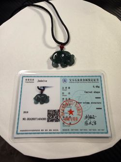 Certified Jadeite Elephant Pendant Necklace