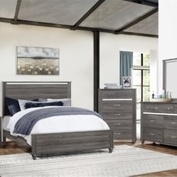Queen Bedroom Set!! Bed chest Dresser Mirror Nightstand 
