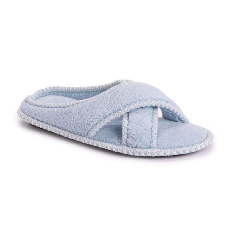 Muk Luks Women's Ada Crossband Slipper, Freesia Blue, L (9-10)