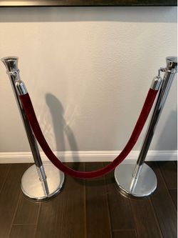 Chrome VIP Crowd Control Stanchions with Red Velvet Rope – set for movies