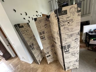 Vintage Travel Themed 3-Panel Room Divider. Like west elm, ikea, cb2 crate and barrel, restoration hardware