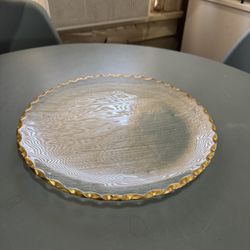 Beautiful Gold Trimmed Glass Platter 