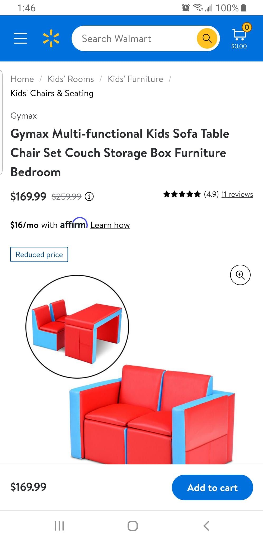 Toddler/Child Convertible Table Chair/Couch Set