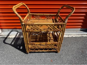 Bamboo rattan bar cart, tea cart