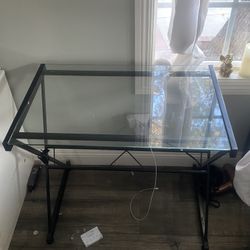 Small Glass Top Metal Frame Desk