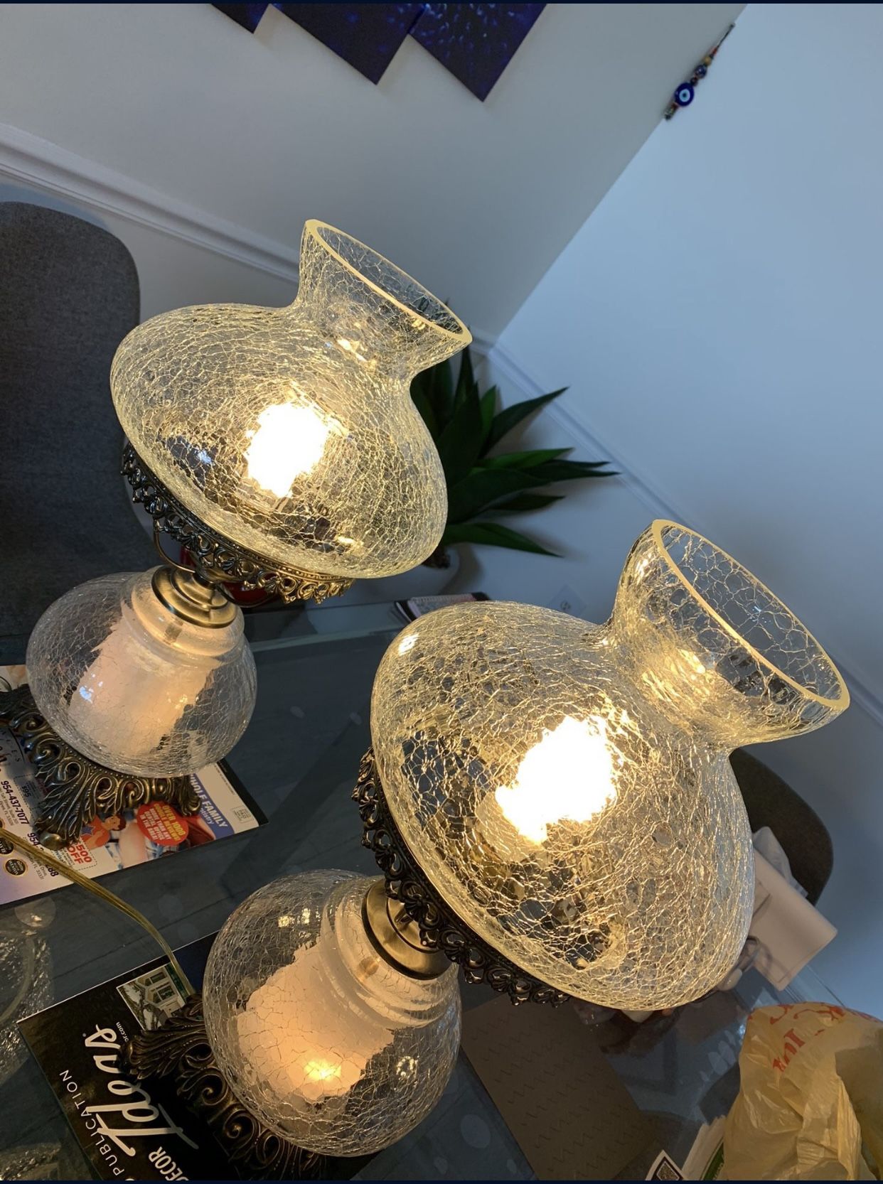 Antique Victorian Style Side Lamp Set Of 2 