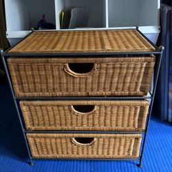 Wicker 3 Drawer Storage Cabinet
