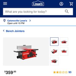 New CRAFTSMAN 10-Amp Bench Jointer