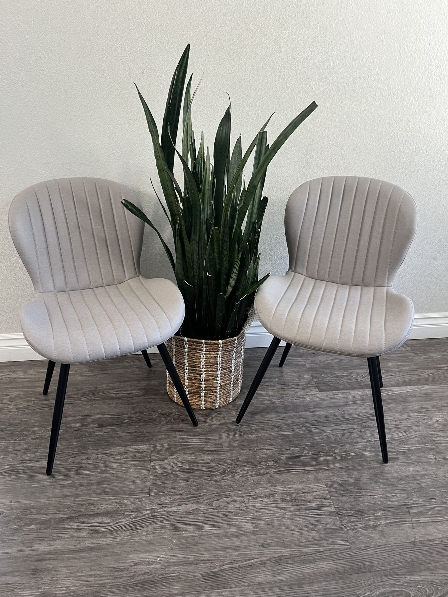 Dining Chairs Set of 2, Modern Dining Room Chairs Comfy Backrest Thick Upholstered Kitchen Chairs 19IN Height with Metal Legs Grey