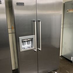 Viking 48” Stainless Steel Built In Side By Side Refrigerator 