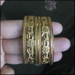 22k Gold Plated Bangles Set Size 2.4 2.6 2.8 Available 