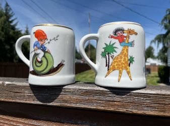 Very Rare Karl-Heinz Klette Germany Vintage 2-Sided Design Mugs