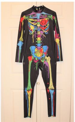 Skeleton Rose Print Halloween Catsuit L Juniors