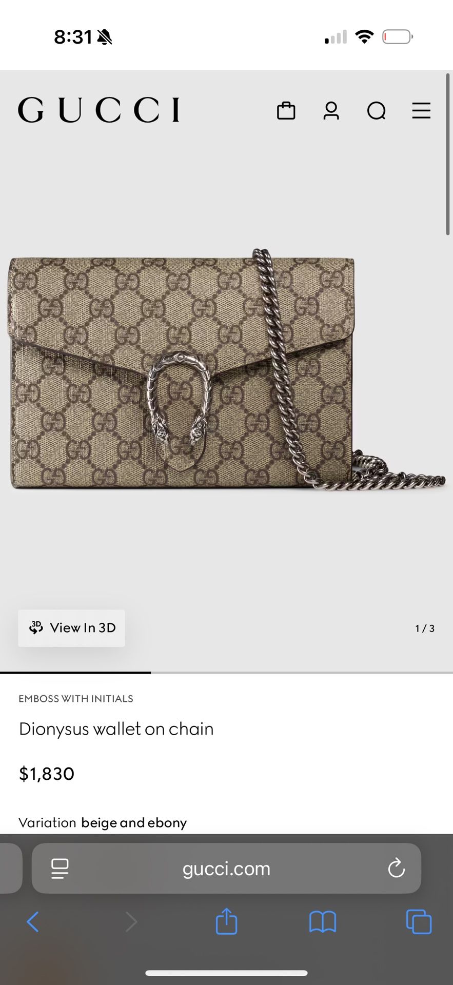 Dionysus Gucci Purse