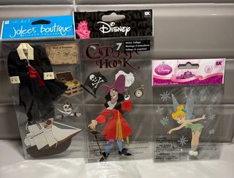3 packs Disney Tinkerbell Captain Hook pirates gold treasure boat skull map scrapbooking stickers Drin~ via for