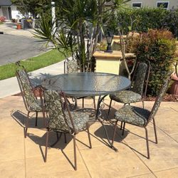 Mid Century Patio Metal Table With 5 Chairs